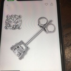 1/2 carat total weight diamond earrings, 14K white gold, 14K backs